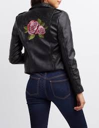 Embroidered Faux Leather Moto Jacket Faux Leather Moto Jacket Moto Jacket Jackets