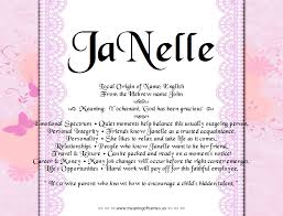 Janelle Name Meaning And Analysis Names With Meaning Names Welcome To The Party