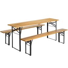 The 5 piece set includes 4 metal padded folding chairs and a square folding table. Patio Garden Tables Portable 3 Piece Folding Picnic Table Set W Wooden Tabletop Yard Garden Outdoor Living Items