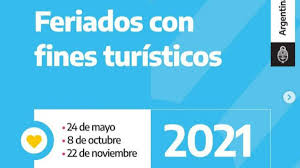 Suspendido el feriado puente del 24 de mayo, que originalmente tenía fines turísticos, quedará el del martes 25 de mayo, que conmemora el día de la revolución de mayo.luego, en junio, habrá otros dos feriados: Feriados 2021 Que Puentes Turisticos Ha Fijado El Gobierno As Argentina