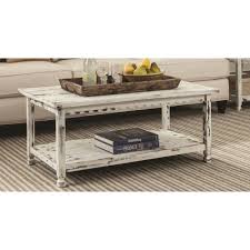 Alaterre Furniture Country Cottage White Antique 42 In L Coffee Table Acca11wa The Home Depot