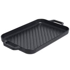 Procook Grill Plancha Rectangulaire A Deux Poignees En Fonte Emaillee Compatible Induction 36 Cm Noir Fonte Emaillee Fonte Plancher