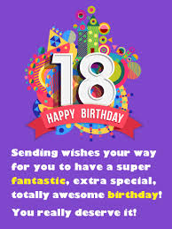 Birthday Greetings For Grandson Turning 18 Fantastic Awesome Day Happy 18th Birthday Card Birthday Greeting Cards By Davia 18th Birthday Cards 18th Birthday Birthday Wishes Messages
