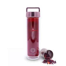 Luxamel Teeflasche Rose Gold 450ml Teebereiter Aus Glas Doppelwandig Mit Teesieb Bpa Frei Sport Wandern Reisen Kinder Bu Flaschen Teebereiter Getranke