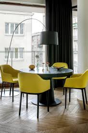 Designed By Anna Koszela This Elegant Contemporary Apartment Is Located In Warsaw Poland Dining Floor Lamp Beautiful Floor Lamps Floor Lamps Living Room