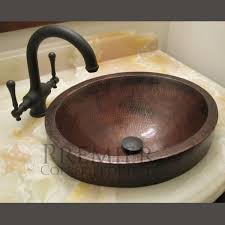 Premier Copper Products Compact Oval Skirted Hammered Copper Vessel Sink In Oil Rubbed Bronze Vo17skdb The Home Depot Copper Vessel Sinks Premier Copper Products Copper Vessel