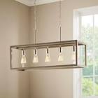 Boswell Quarter 5-Light Brushed Nickel Coastal Linear Chandelier with Painted     7965HBBNDICA Hampton Bay