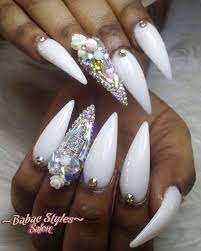Long White Acrylic Nails With Gems Nail And Manicure Trends Shop with afterpay on eligible items.