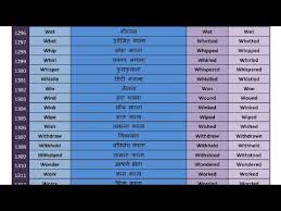 verbs 1300 verbs list in english with meaning in hindi