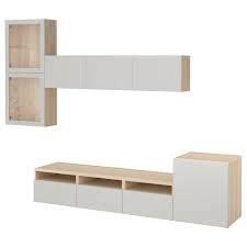 Besta Tv Komb Mit Vitrinenturen Eicheneff Wlas Lappviken Klarglas Wohnzimmer Tv Wand Ideen Glastur Innenarchitektur Wohnzimmer