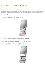 User manual | Hard Reset LG KE970 Shine ...