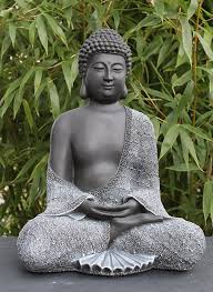 Bouddha Statue En Pierre Gris Ardoise Decoration Figurine Pour Interieur Exterieur Jardin Amazon Fr Cuisine M Buddha Statue Statue Deer Statues