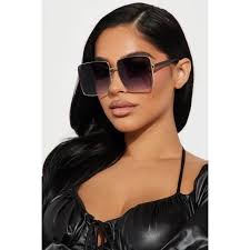 Your Next Babe Square Frame Oversized Sunglasses Black