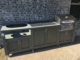 Dual Grill Cabinet For Bull Gas Grill Primo Kamado Custom Grill Grill Table Outdoor Kitchen Appliances
