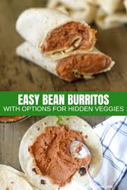 These Easy Bean Burritos Are Made With Refried Beans And Taco Seasoning For A Perfect Easy Meal Tips On How To Vegetarian Burrito Bean Burritos Refried Beans