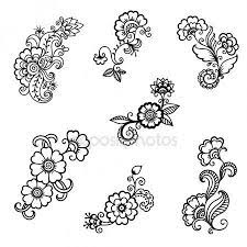 A lotus flower is one of the common henna designs since it implies purity, femininity, sensuality, grace, and creativity. Henna Tattoo Flower Template Mehndi Style Set Of Ornamental Patterns In The Oriental Style Stock Illustration Mehndi Flower Flower Henna Henna Drawings