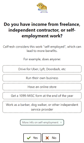 I hired a part time person, she start oct 30 2017 as 1099 first, then 2 weeks later in nov 13 2017 i started to pay her email protected$12/hr. Overcoming Barriers Helping Self Employed Applicants Access Their Full Calfresh Benefit Code For America