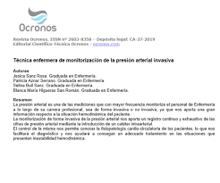 Tecnica Enfermera De Monitorizacion De La Presion Arterial Invasiva Ocronos Editorial Cientifico Tecnica