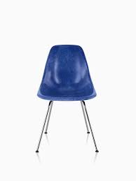 Blue Eames Molded Fiberglass Side Chair With Four Legs Viewed From The Front Fiberglass Chair Chair Eames