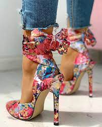 Get the best deals on patterned heels and save up to 70% off at poshmark now! Floral Print Tied Ankle Thin Heels Fashion Shoes Heels Pumps Heels Heels