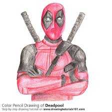 This tutorial shows the sketching and drawing steps from start to finish. Deadpool Colored Pencils Drawing Deadpool With Color Pencils Drawingtutorials101 Com