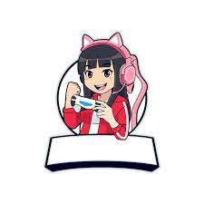 Premium Vector | Anime gamer girl mascot logo template with blank space  banner
