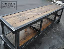 Reclaimed Pine Raw Steel Flat Expanded Metal And 3 Inch Locking Steel Casters Industrial Design Furniture Industrial Furniture Vintage Industrial Furniture