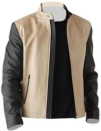Mens Big And Tall Cream And Black Real Leather Jacket Leather Jacket Style Leather Jacket Real Leather Jacket
