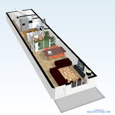 En el plano encontramos una planta con un gran living comedor, un dormitorio y un baño amplio. Planos De Casa Pequena De Dos Pisos Ideas Para Construir En Lotes Angostos Planos De Arquitectura