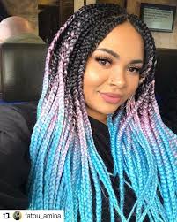 Medium Black And Blue Box Braids 100 Romantic Medium Box Braids Designs For You Box Braids Hairstyles Braided Hairstyles French Braid Hairstyles