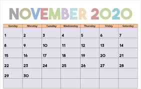 Blank Calendar November 2020 Editable In 2020 2020 Calendar Template Calendar Template Printable Calendar Template