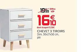 Tables de chevet, idéale pour déposer des effets personnels avantde plonger dans le sommeil, cette table de nuit est pratique et facile d'entretien. Offre Chevet 3 Tiroirs Chez Gifi