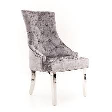 Lyon Silver Velvet Dining Chair With Lion Knocker And Chrome Legs Velvet Dining Chairs Dining Chairs Chair