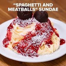 Spaghetti And Meatballs Sundae Recipe By Tasty Recipe Sundae Recipes Spaghetti Ice Cream Spaghetti And Meatballs