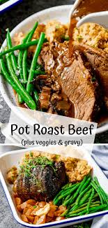 Slow Cooker Roast Beef Tender Roast Beef Mashed Potatoes Vegetables And A Rich Meaty In 2020 Slow Cooker Roast Beef Slow Cooker Brisket Slow Cooker Brisket Recipes