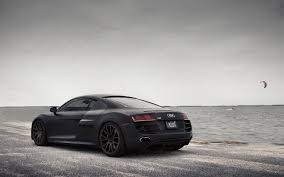 Audi, r8, v10, side view, road. Download Wallpaper For 2560x1440 Resolution Audi R8 Cars Famous Brand Outdoors Sea Black Cars Wallpaper Better