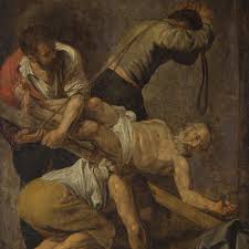 Crucifixió de sant pere, taller de paolo de san leocadio, museu catedralici de sogorb.jpg 2,857 × 3,510; Italian School 17th Century After Caravaggio The Crucifixion Of St Peter Expertissim