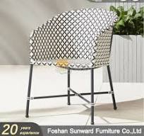 Customized Modern French Outdoor Armchair Restaurant Rattan Wicker Bistro  Dining Chair