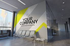 Office Glass Mock Up Logo Design Typography Mockup Column Design
