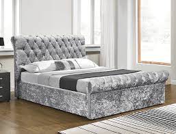 Del sol furniture is a local furniture store, serving the phoenix, glendale, mesa, tempe, scottsdale, avondale, peoria, goodyear. Crushed Velvet Chesterfield Sleigh Ottoman Storage Bed 4ft6 Double 5ft King Ebay
