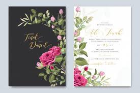 Elegant Wedding Card Template With Beautiful Roses Wreath Wedding Cards Floral Wedding Invitation Card Engagement Invitation Cards