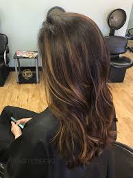 Dark Chocolate Brown With Warm Honey Caramel Highlights For Brown And Black Hair Types Hair Highlights Brown Hair With Highlights Black Hair With Highlights