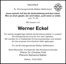 Traueranzeigen von Werner Eckel