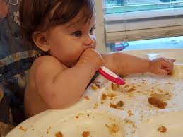 Looks like someone was practicing her "baby led weaning".