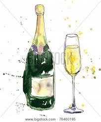 Champagne Bottle Glass Drawing Watercolor Ink Hand Image Cg7p6460195c Watercolor And Ink Bottle Drawing Champagne