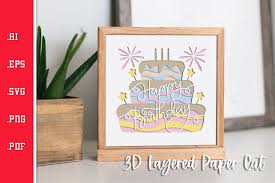 Download Happy Birthday Cake 3d Layered Paper Cut Svg File Free Svg Cut Files
