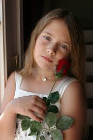 Pretty Girl with Diamond Necklace and Red Rose Stock Image