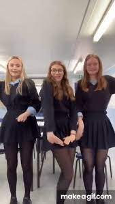 Schoolgirls in black tights - pantyhose 80 on Make a GIF
