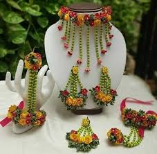 Ebay Ad Handmade Beautiful Yellow Pink Flower Set Indian Bridal Haldi Mehndi J Flower Jewellery For Haldi Flower Jewellery For Mehndi Wedding Flower Jewelry