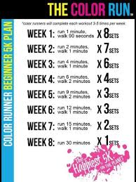 Color Run Beginner 5k Plan Training Schedule I Work Out Fitness Motivation